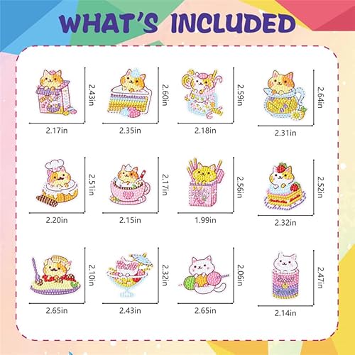 Mugiwala 5D Diamond Painting Kits For Kids Diamond Painting Stickers Cat And Cake Diamond Arts Kits And Crafts For Kids Ages 6-8-12 (Cat-1) #TOP1