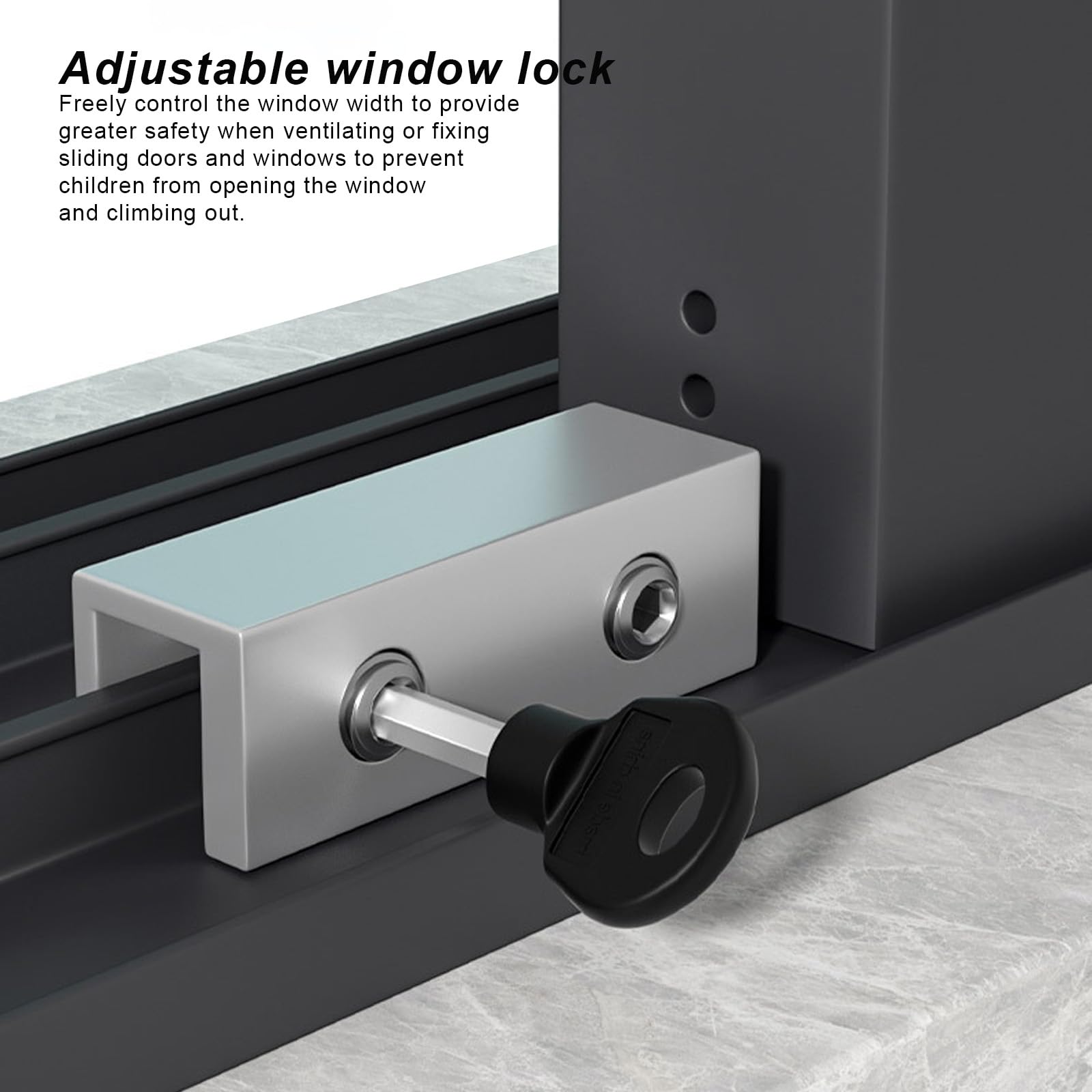 Tope para Puertas Correderas, 2 Piezas de Cerradura Ventana Corredera con Llave, Cierre Ventana Corredera Aluminio, para el Hogar con Niños, Adecuada para Dormitorio, Cocina, Sala de Estar