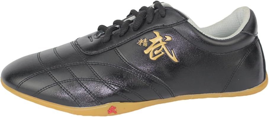 VEACAM Martial Arts Shoes for Women, Leather Karate Kung Fu Taichi Trainer Lightweight Female Wing Chun Gym Sneakers