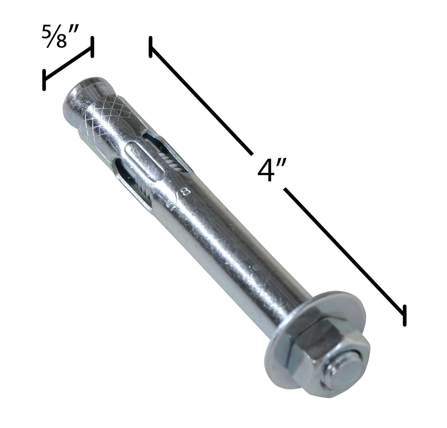 Vestil AS-584 Steel Concrete Sleeve Anchor Bolts 3/8 in. x 4 in. Silver