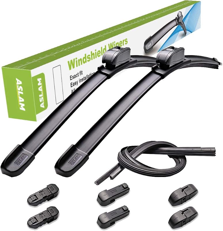 Palhetas do limpador de para-brisa dianteiro ASLAM 66,04 cm e 45,72 cm com adaptadores – 2 unidades