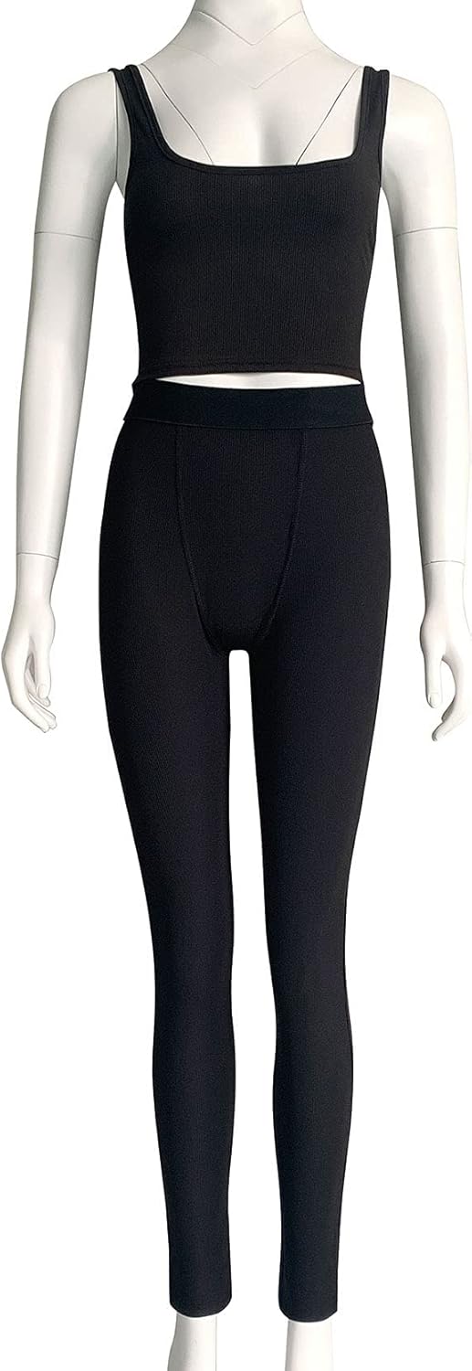 LICOBOD Casual Workout Sets 2 Piece Outfits for Women Ribbed Crop Tank Top High Waist Yoga Leggings Lounge Wear Tracksuit - Image 7