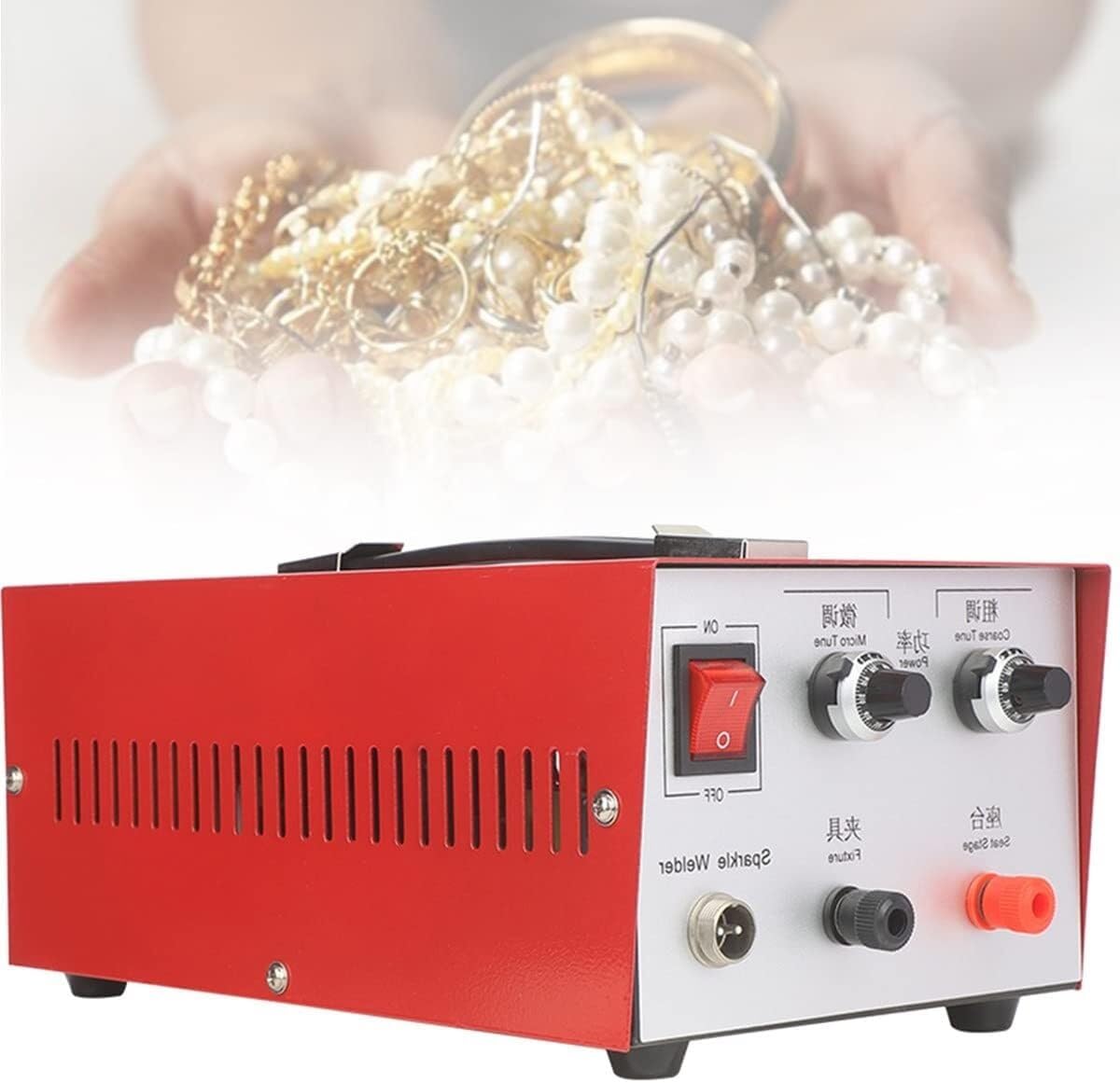 Jewelry Welder Machine Spot Welding Machine, Portable Electric Welding Equipment with Foot Pedal, Pulse Sparkle Spot Welder for Platinum, Gold, Silver, Copper Hardware Restoration (Red) ( Color : 30A