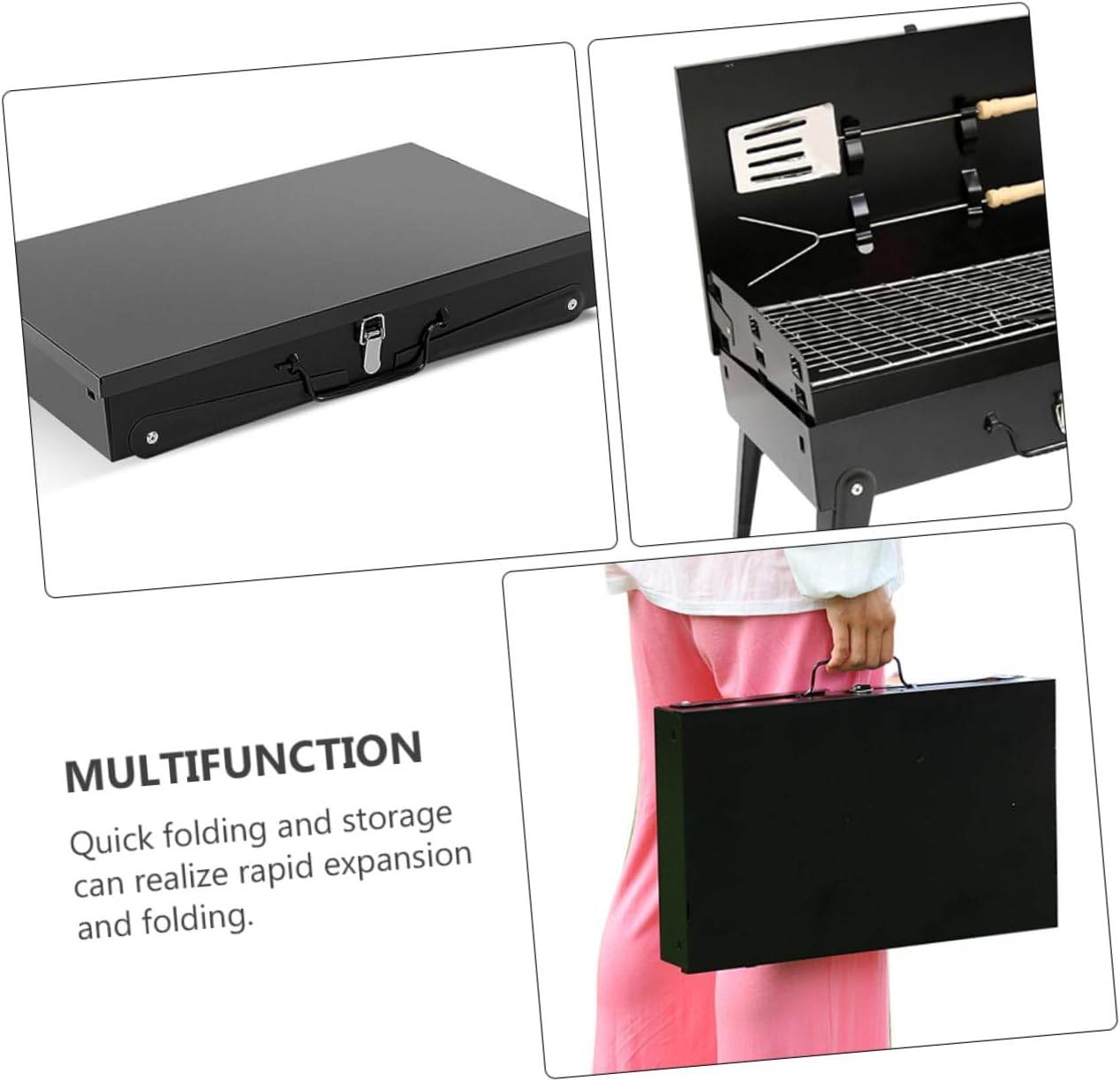 ABOOFAN Portable Folding Bbq Grill Stove 44x27x47cm, Outdoor Camping Barbecue Stove with Accessories, Lightweight Portable Bbq Grill for Picnic and Tailgating