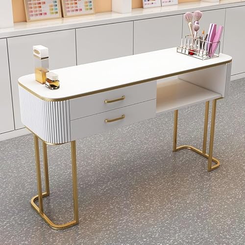 loyfreeyo マニキュアテーブル ネイルテーブル サロン デスク ネイルメイク作業台 収納引き出し付き デスク 化粧品店、家庭用、スパ、サロンなどに適しています (120cm,A)