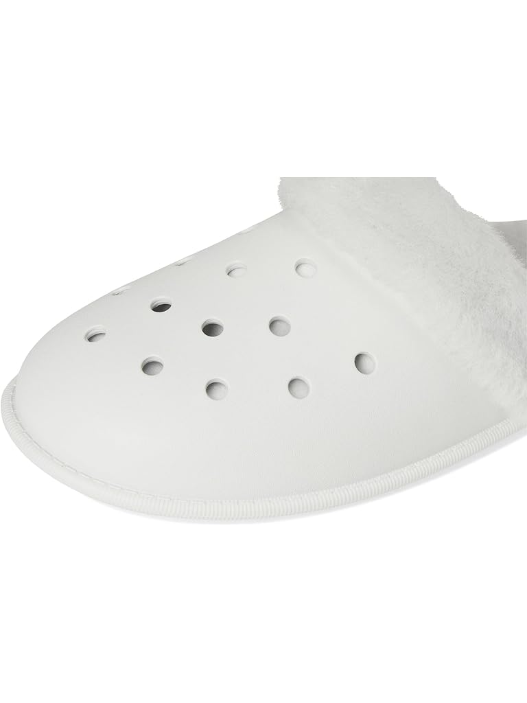 Beige Crocs Classic Fuzz Scuff Slippers