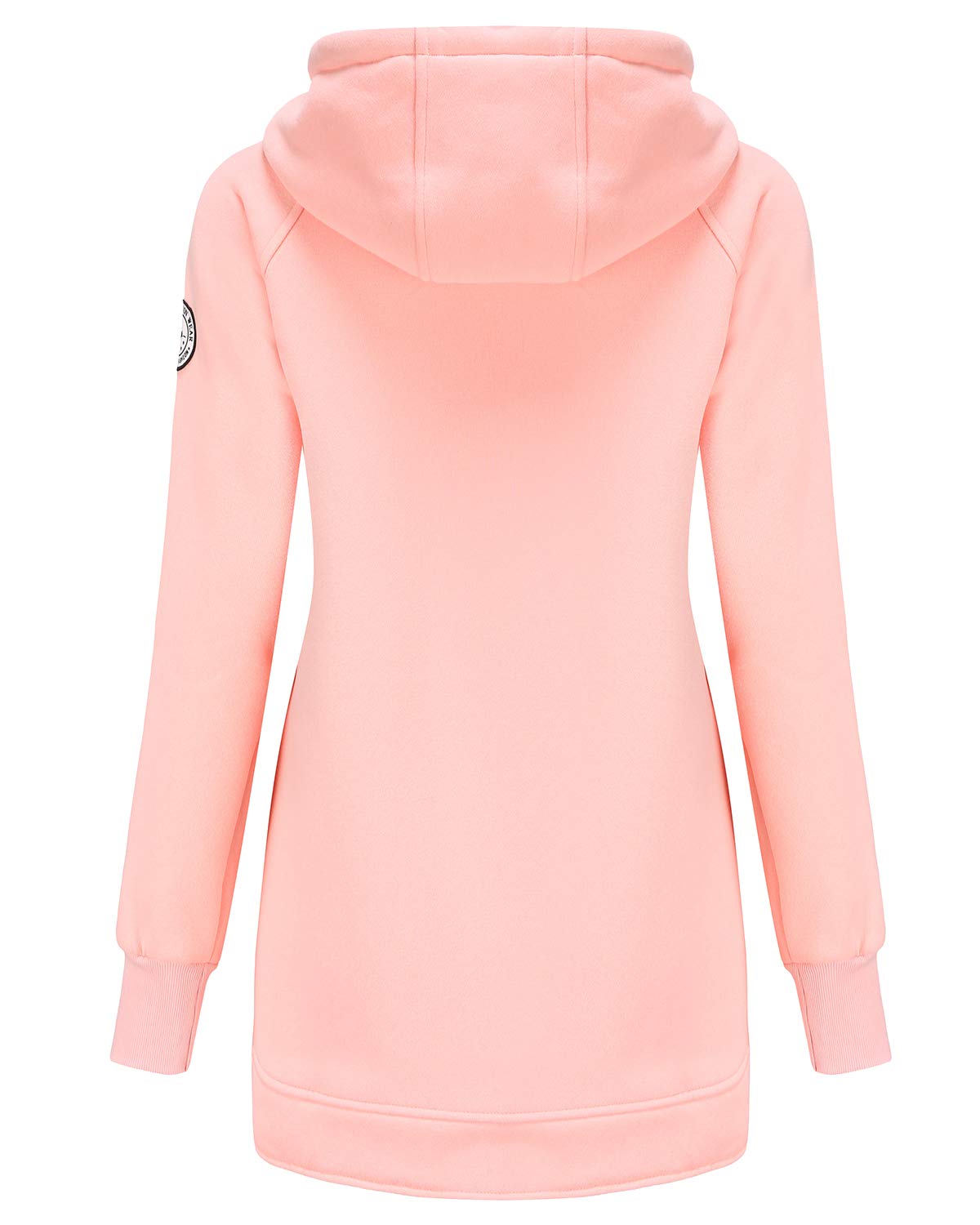 ELFIN Damska długa bluza z kapturem, zapinana na zamek błyskawiczny, na jesień, zimę, bluza z zamkiem błyskawicznym, Rosa, S