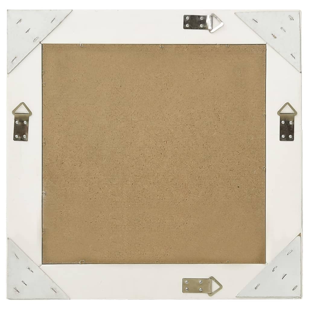 Specchio da parete bianco con bordo smussato, stile barocco, 50 x 50 cm, cornice decorativa in legno anticato, pronto da montare