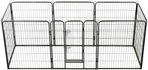 Miniatura 9 de GOLINPEILO Corralito para perros al aire libre, 8 paneles de acero de 31.5 x 23.6 pulgadas, corral de metal resistente para perros y mascotas con