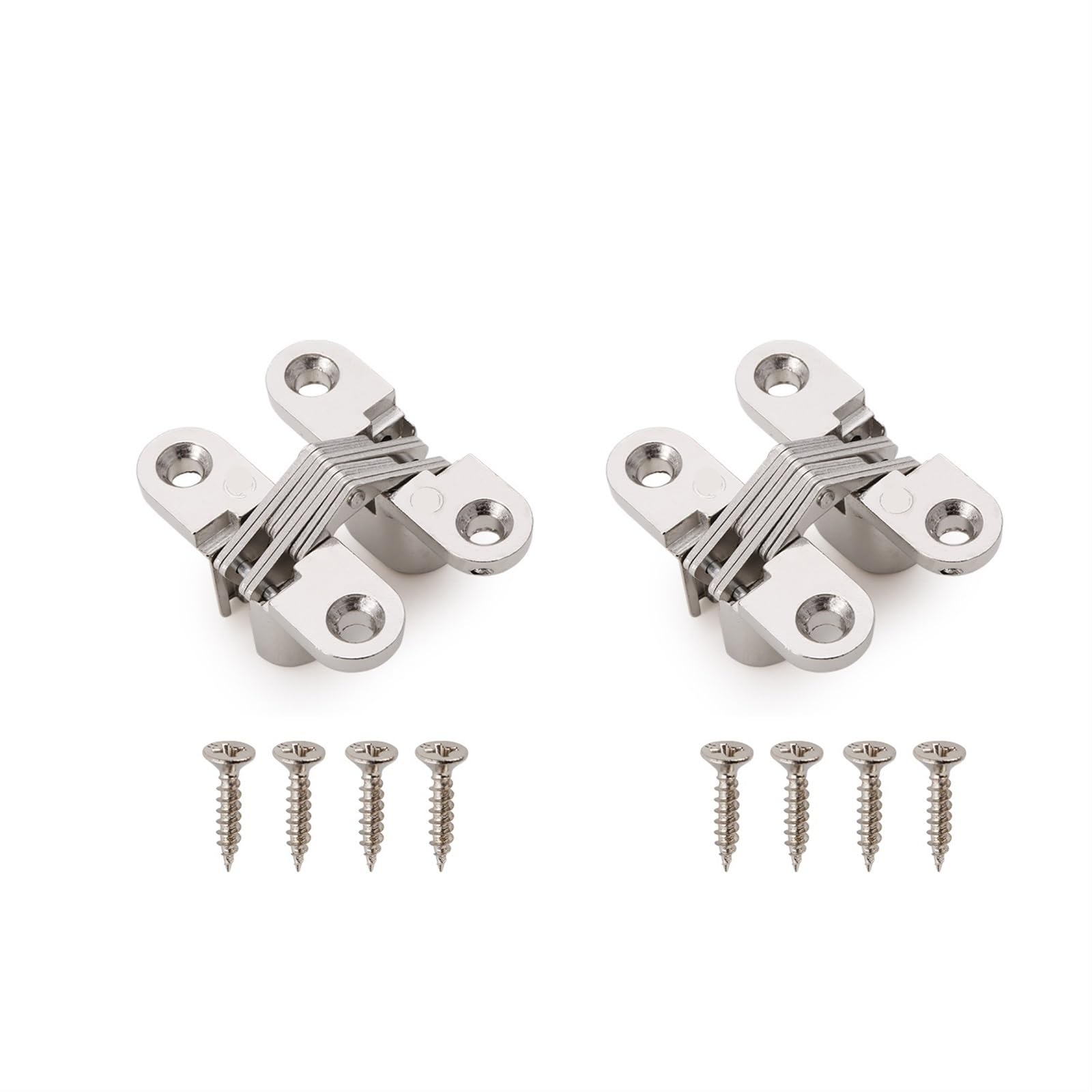 Door Hinges Invisible Hinge 180 Degree Zinc Alloy Material Nickel Color Folding Door for Bathroom(Nickel 2 pcs)