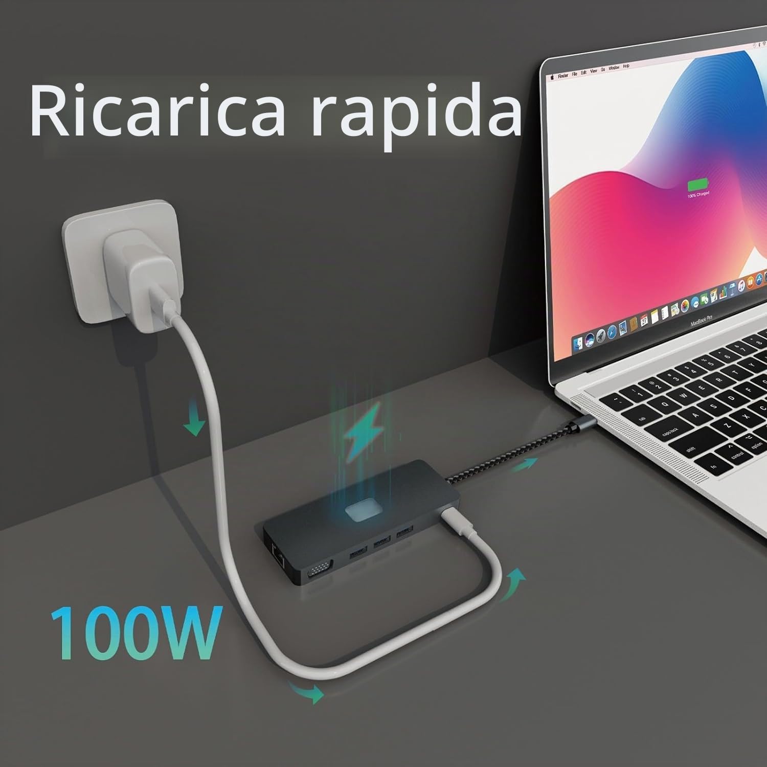 Docking Station, 11 in 1 Hub USB C HDMI 4K, DisplayPort, VGA, 3 Puertos USB 3.2, 100W PD, Gigabit Ethernet RJ45, Audio, Lector de Tarjetas SD/TF per MacBook Pro Air iPhone 16 Windows Surface