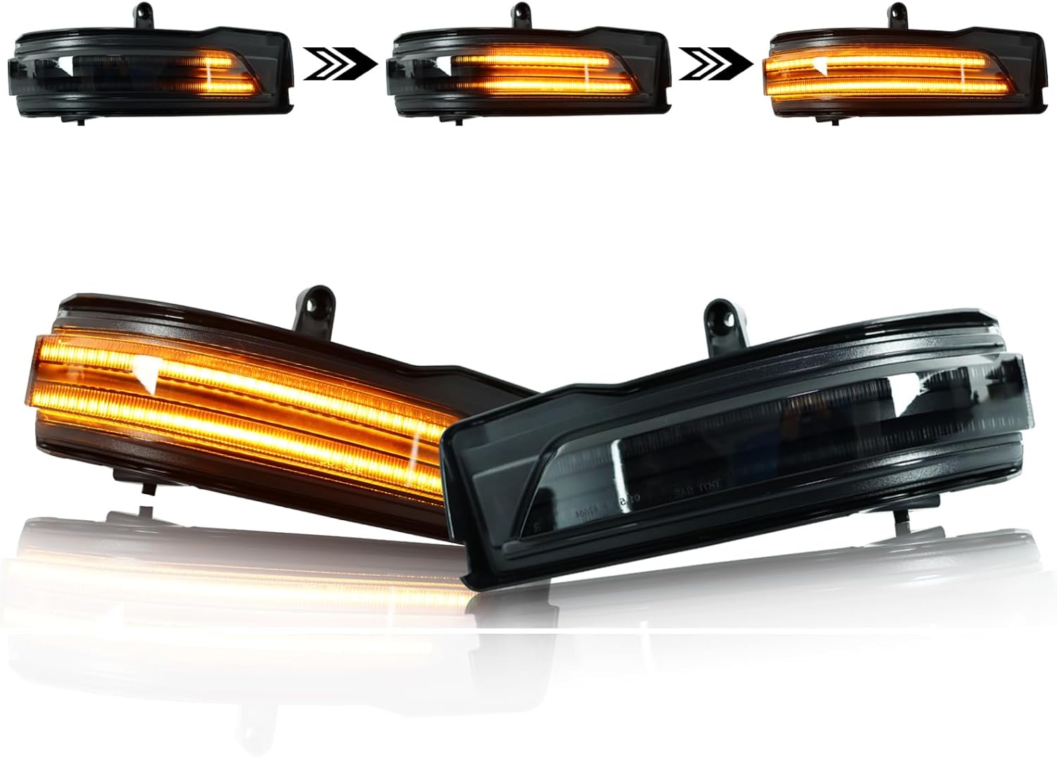 Smoke Dynamic Sequential LED Side Mirror Marker Lights Compatible with Dodge Ram 1500 Truck 2019-2024 Amber Turn Signal Light Blinker Indicator Assembly