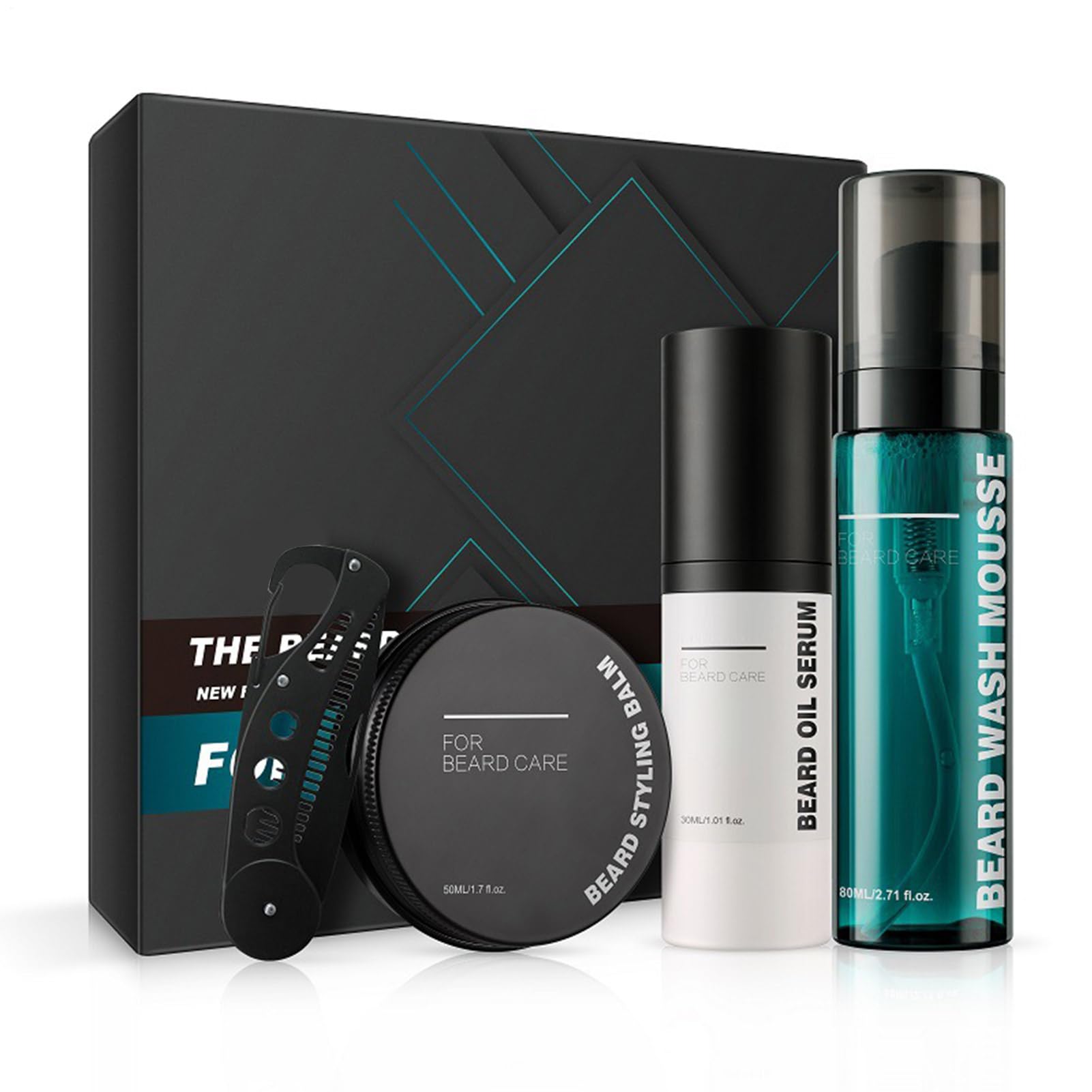 Kit professionale per la cura della barba, set regalo completo per marito | include olio da barba, balsamo, pettine, e spazzola, per la toelettatura degli uomini di alta qualità per