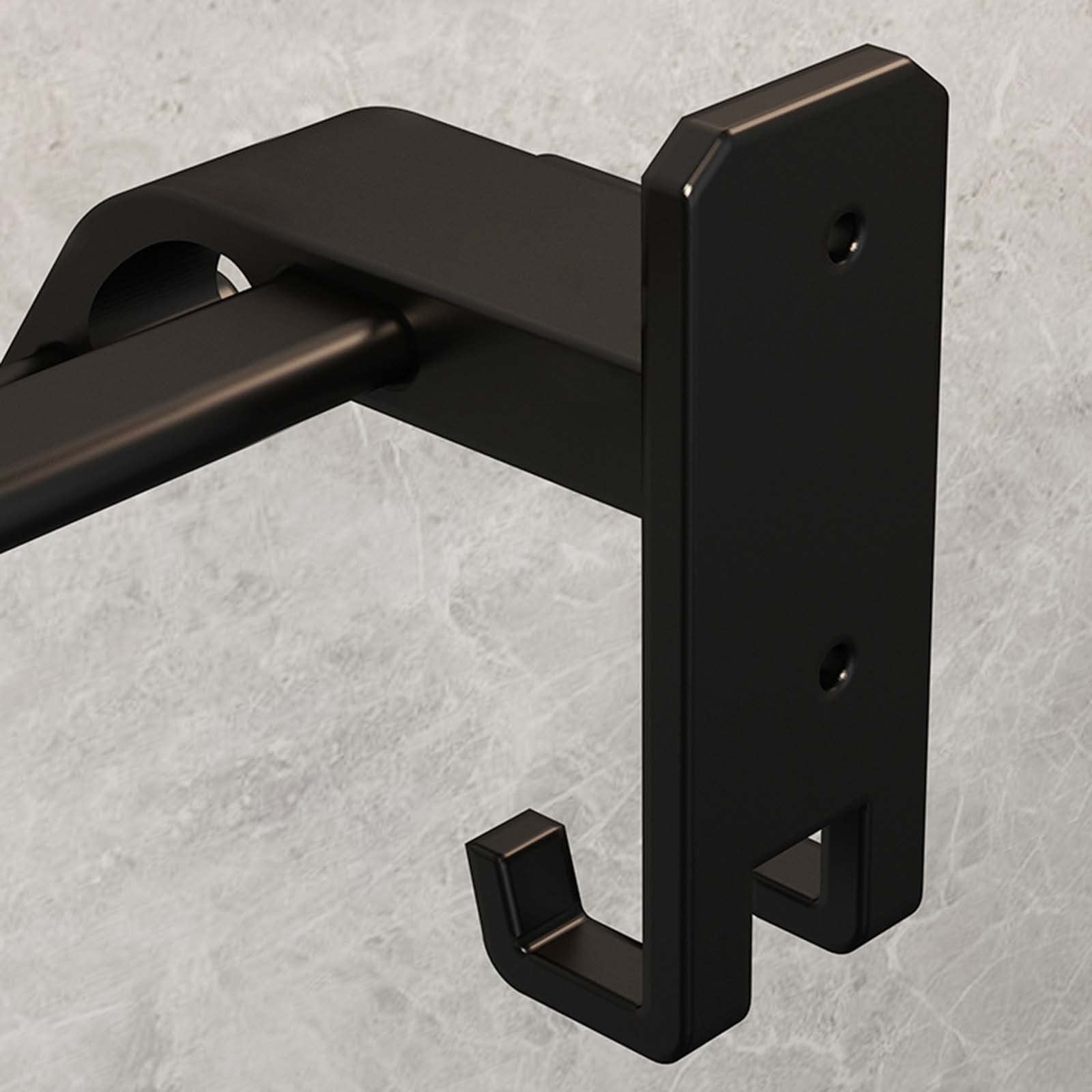 Porta Asciugamani Da Parete Senza Foratura - Doppio Braccio, Alluminio Nero 60cm, Adesivo Per Piastrelle - Foto 5