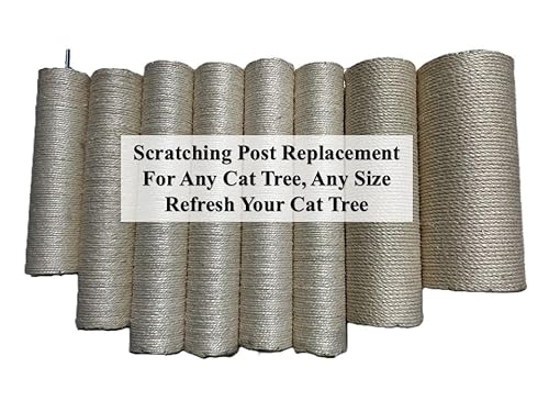 Catry Replacement Scratching Post for Any Cat Tree or Tower, Sisal Rope, 3.5 Inch Diameter, USA Made, Custom-Built