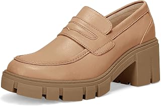 Womens Platform Loafers Chunky Heel Penny Loafer Lug Sole Slip On Round Toe Comfort Dress Work Shoes