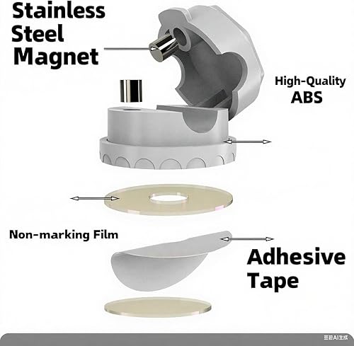 Miniatura 5 de Paquete de 6 clips magnéticos para cables, organizador de cables ajustable giratorio de 360, soportes de alambre adhesivos fuertes para escritorio,