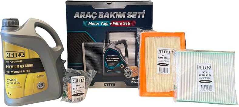 Eco Bak m Seti Fiat Egea 1248CC Dizel M.JET 95PS Model Y l 2017-2020 Netex 5w30 Motor Ya  + Hava Filtresi + Kabin Filtresi + Ya  Filtresi