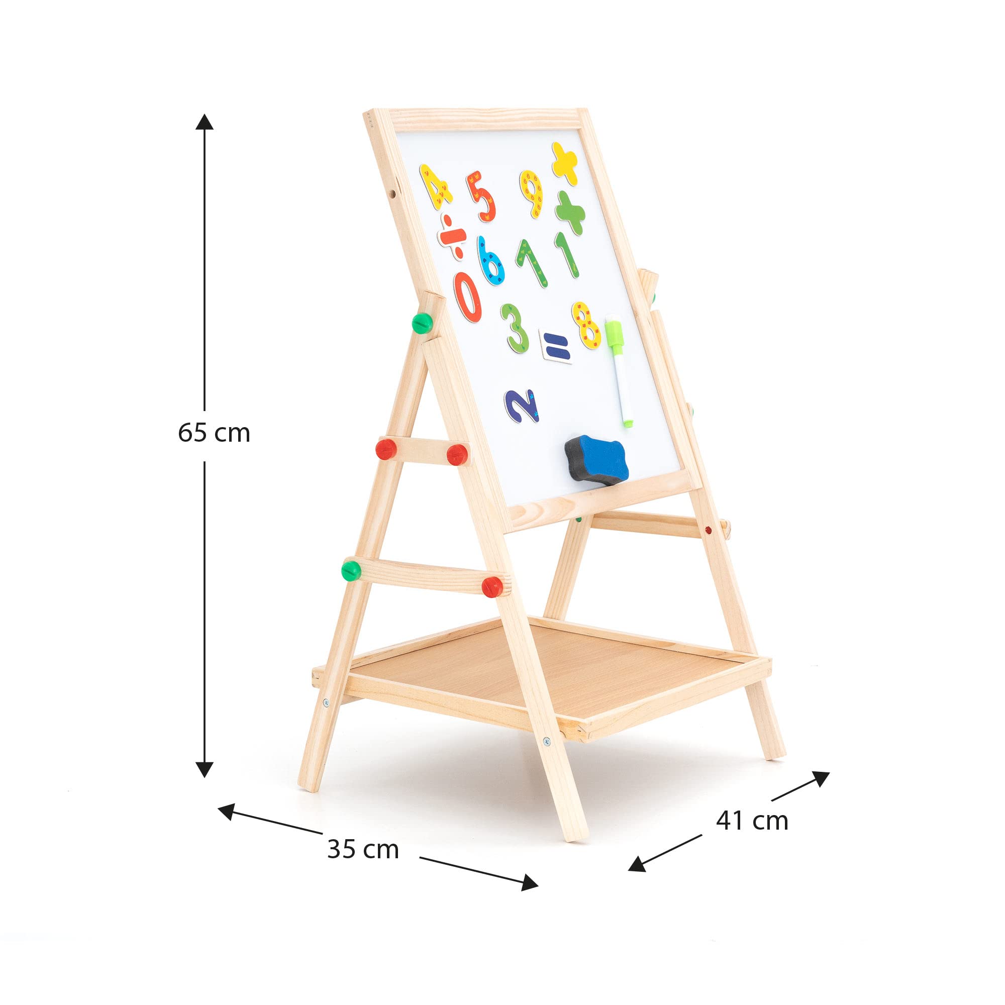 Pizarra Magnética y Pizarra de Tiza 2 en 1 Montessori Robincool Harvard 41x35x65 cm Fabricada con Madera Ecológica y Accesorios