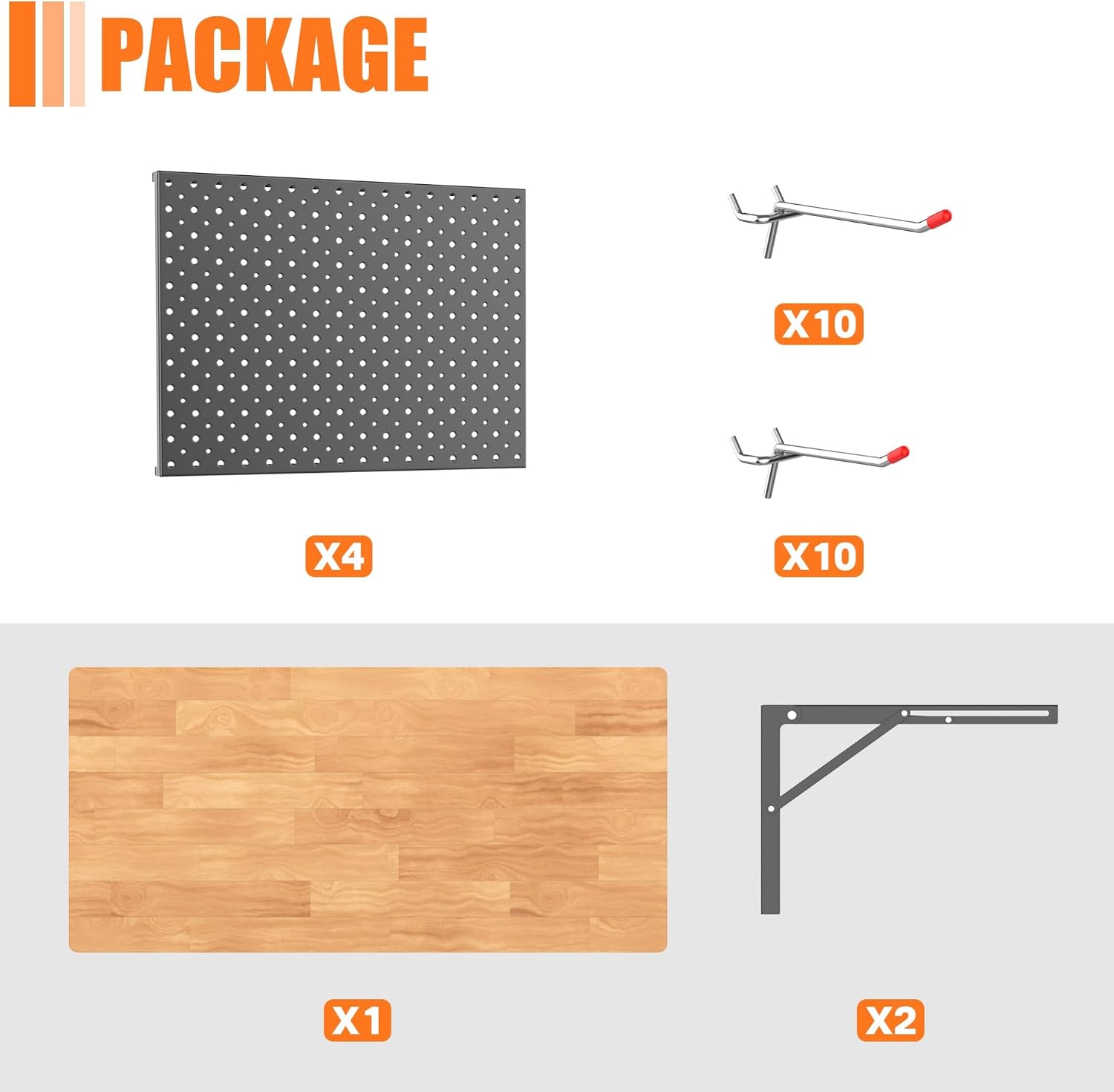 TORACK Heavy Duty Wall Mounted Folding Workbench with Pegboard Kit | Space-Saving Collapsible Wall Table/Desk with Tools Pegboard for Garage, Workshop, Holds up to 150 lbs, Size: 31.5x15.75 in