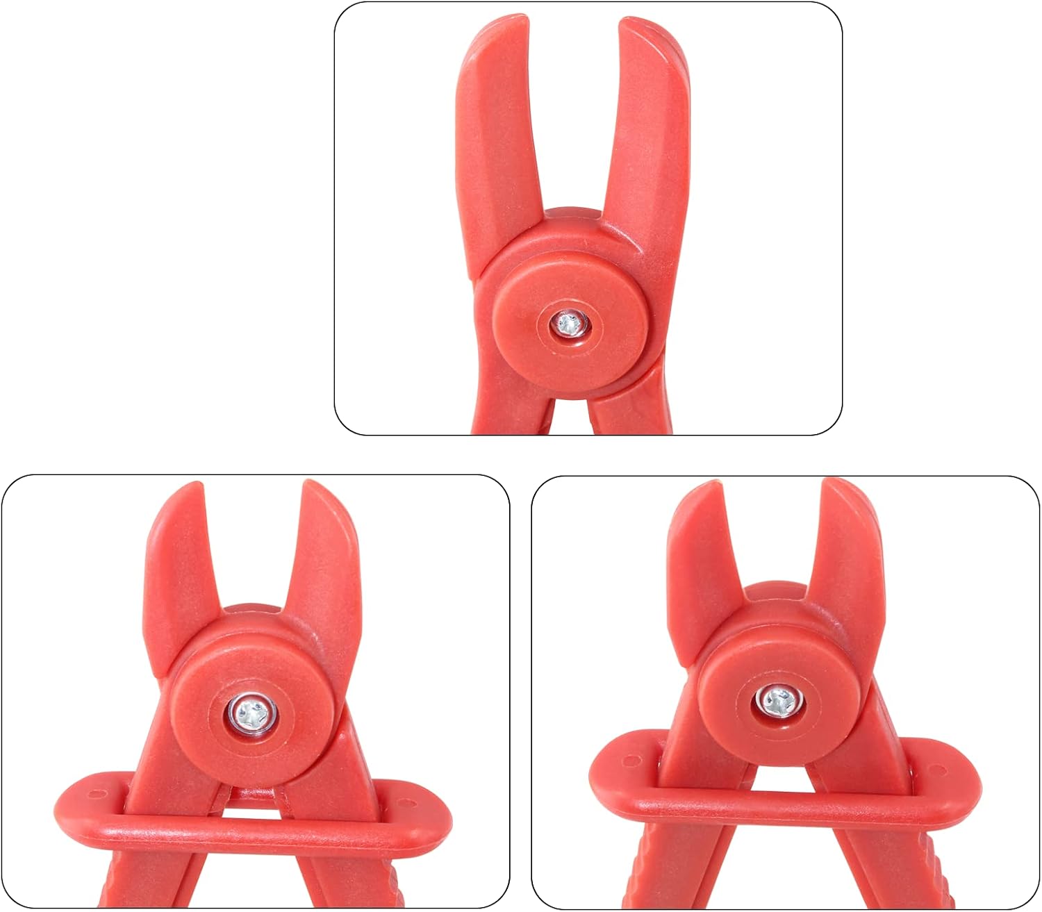 3Pcs Line Clamps Flexible Hose Clamps Pliers Kit, Red Hose Pinch Off Pliers Set Line Clamps for Brake Hoses, Fuel Hoses, Coolant Hoses, 6”, 7” & 10” Hoses Clamps