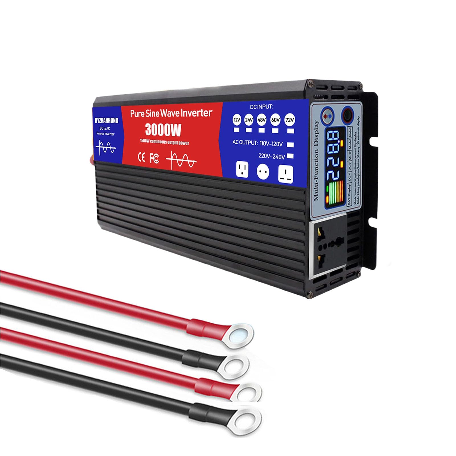Hyzhanhong 72V To 220V 3000W Peak1500w Continuous Pure Sine Wave Power Inverter