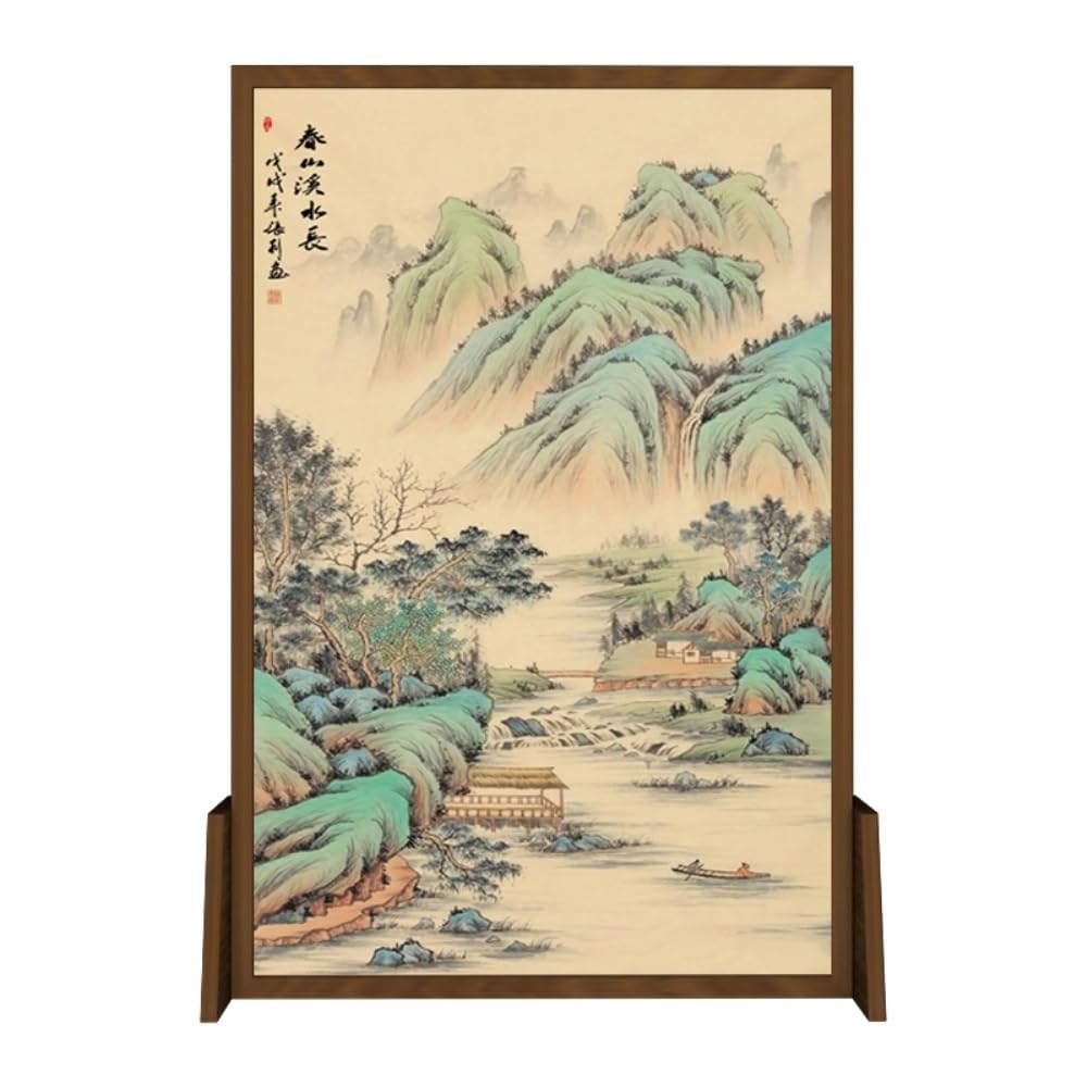 Privacy Screen Floor-standing Screen Partitions, Home Background Walls, Tea Room, Retro Landscape Painting, Screens Room Divider