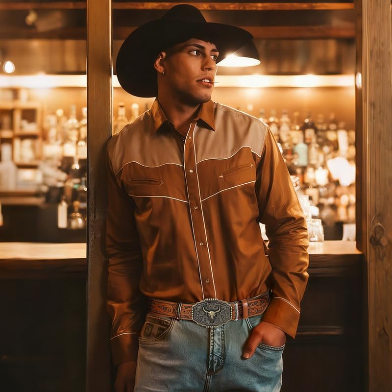 Cowboy Western Belts for Men Woman, Leather Cowboy Belt Men Women Western Cowgirl Country Belts for Gifts Jeans - Image 2