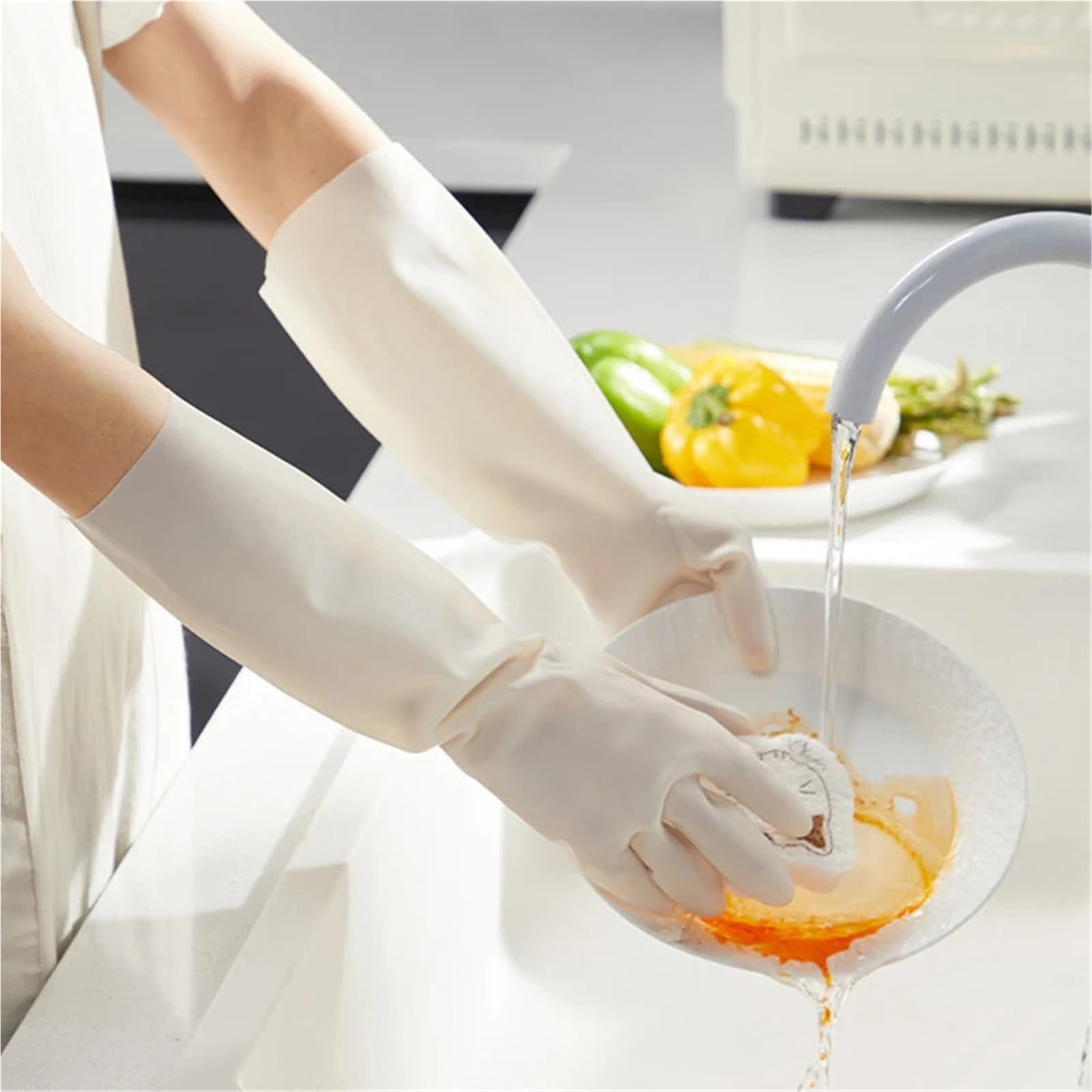Guantes Limpieza Guantes de nitrilo blancos, duraderos y resistentes, ideales for lavar la cocina, impermeables, for limpieza del hogar accesorios