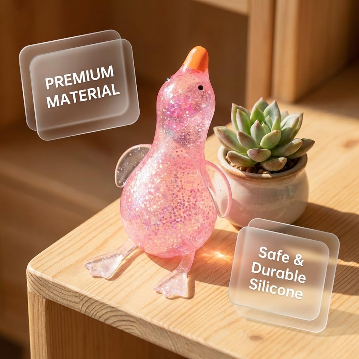 Cute Duck Squishy Stress Ball – Soft Pink Sugar Squishy Fidget Toy, Slow Rising Moldable Sensory Toy for Stress & Anxiety Relief, Relaxing Desk Toy(Pink)