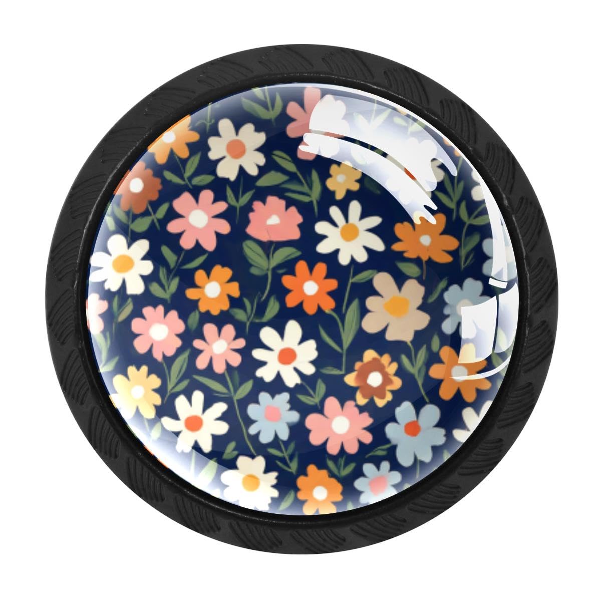 HEOEH 4 PCS Cabinet Knobs, Colorful Wildflower Drawer Knobs Dresser Handles