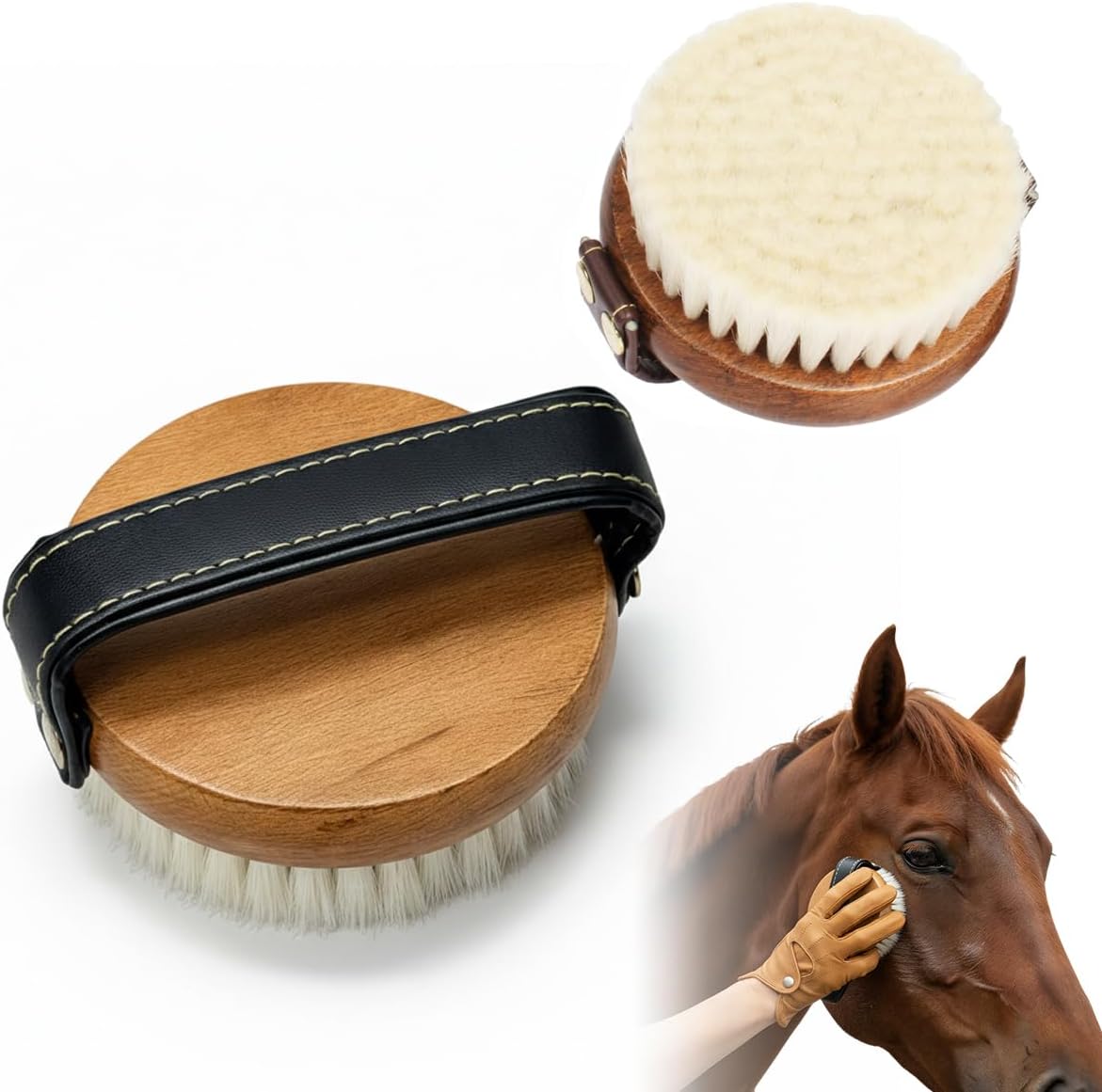 Silk-Touch Equine Face Brush – Ultra-Soft High-Density Grooming Tool for Eyes, Ears, Muzzle - Premium Ergonomic Wood Handle - Shedding & Dust Removal - Safe for All Sensitive Areas & Underbelly
