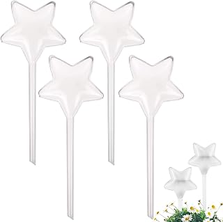 4-Pack Large Plant Waterer Self Watering Bulbs, 8.4 x 3.9 Inch Clear Plant Watering Globes for Indoor, PVC Watering Irrigation Globe Drippers for Garden (star)