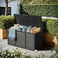 Oakcloud 75 Gallon Resin Deck Box - Waterproof Outdoor Indoor Storage Container for Patio, Garden, Pool Tools, Black