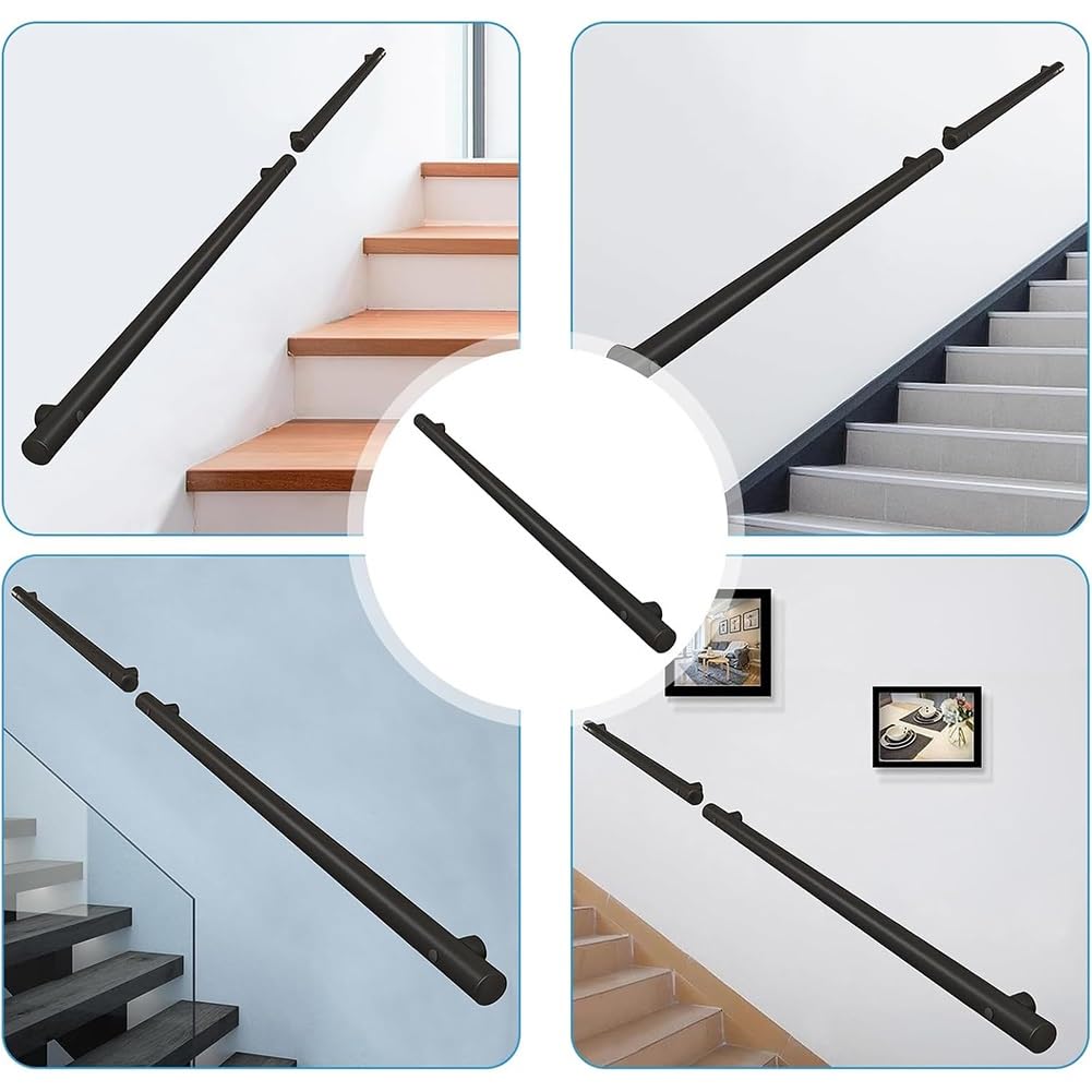 Corrimano per Scale in Acciaio Inox 30/50/80/100 cm, Barra di Supporto di Sicurezza, Passamano per Scale a Parete, Ringhiera per Scale Antiscivolo per Interni ed Esterni(100cm/3.3ft)