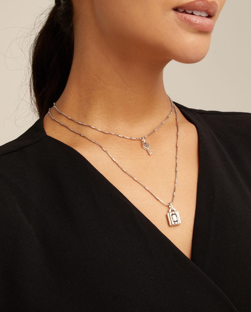 Uno de 50 LOCK Necklace, Sterling Silver-Plated with Key, Heart, and Padlock Charms