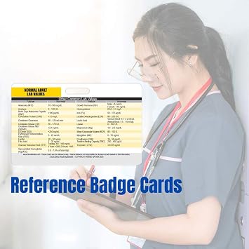 Lab Values Horizontal Plastic Badge Cards - Set of 2 Cards Used as Clinical Reference for Nurses (RN) - Great Nursing School Supplies and Accessories - Common lab Values, CBC, BMP, LFT, and More!