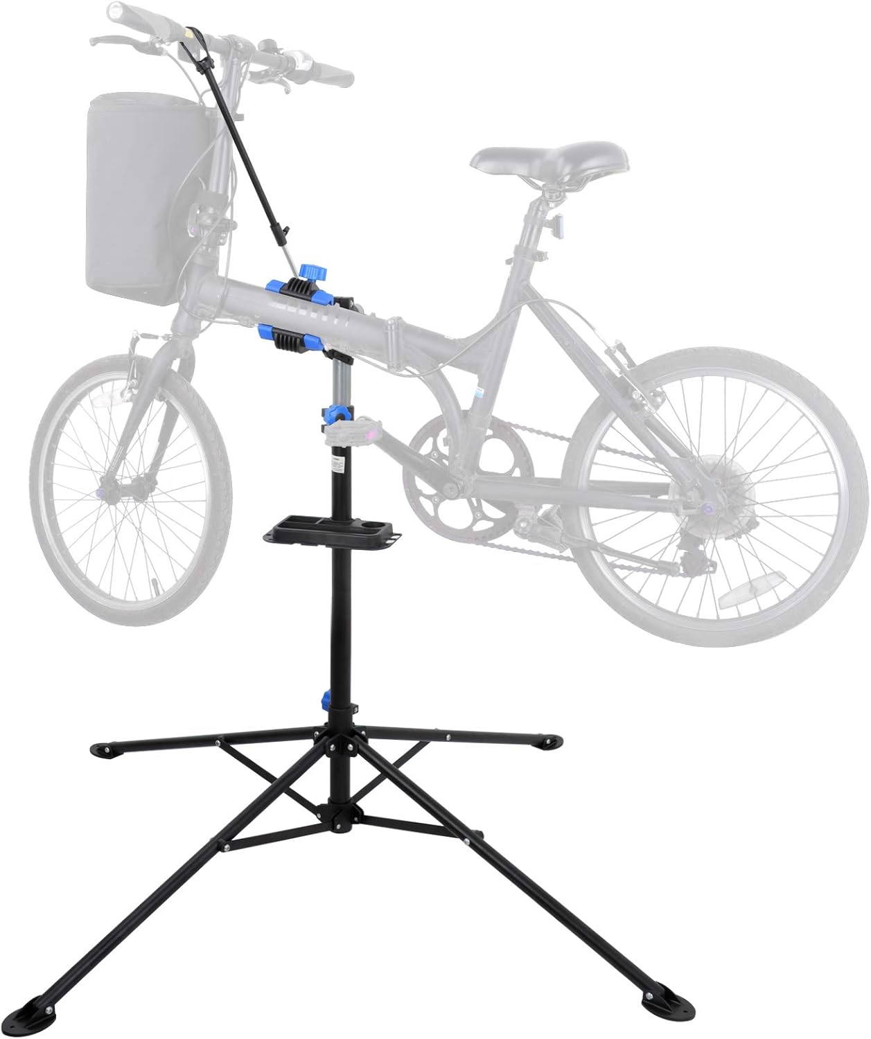 JungleA Portable Mechanic Bike Repair Stand Height Adjustable 42.5 to 74 inch Cycle Rack Bicycle Workstand w/Telescopic Arm, Tool Tray & Balancing Pole