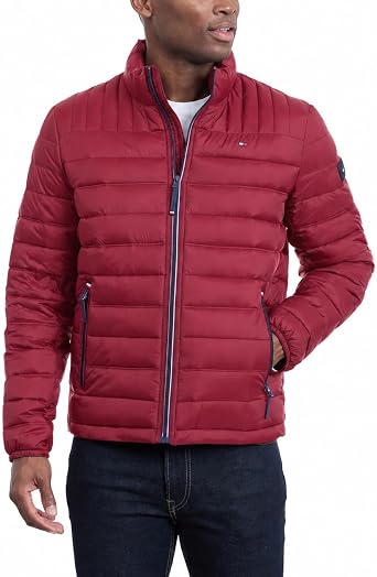Tommy Hilfiger Mens Embroidered Logo Puffer Jacket