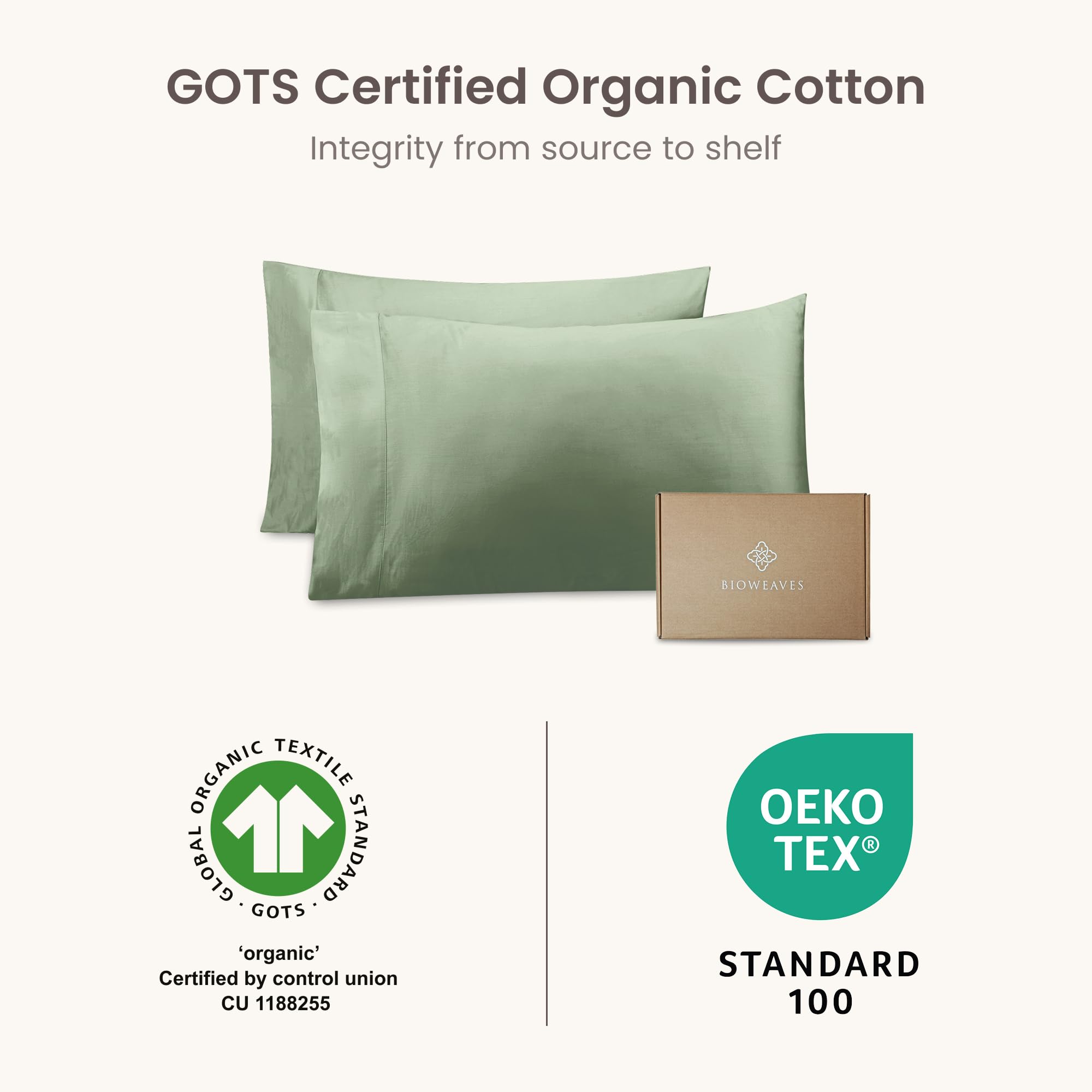 BIOWEAVES オーガニックコットン100% キング枕カバー Amazon.com: Bioweaves 100% Organic Cotton Pillow Cases 300 Thread