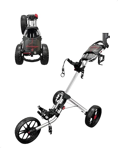 Caddytek CaddyLite 11.5 V3 Golf Push Cart - Lightweight Aluminum 3-Wheel Foldable Golf Bag Cart with Quad-Fold Frame, EVA Wheels, Adjustable Handle, Foot Brake, Mesh Net, Umbrella & Drink Holder