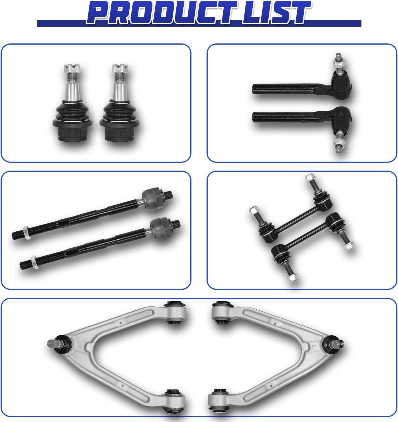 Control Arm, Upper Control Arm Lower Ball Joint 10PCS Front Suspension Kit Tie Rod End Sway Bar Link Compatible With 2006-2010 Hummer H3 2009-2010 H3T