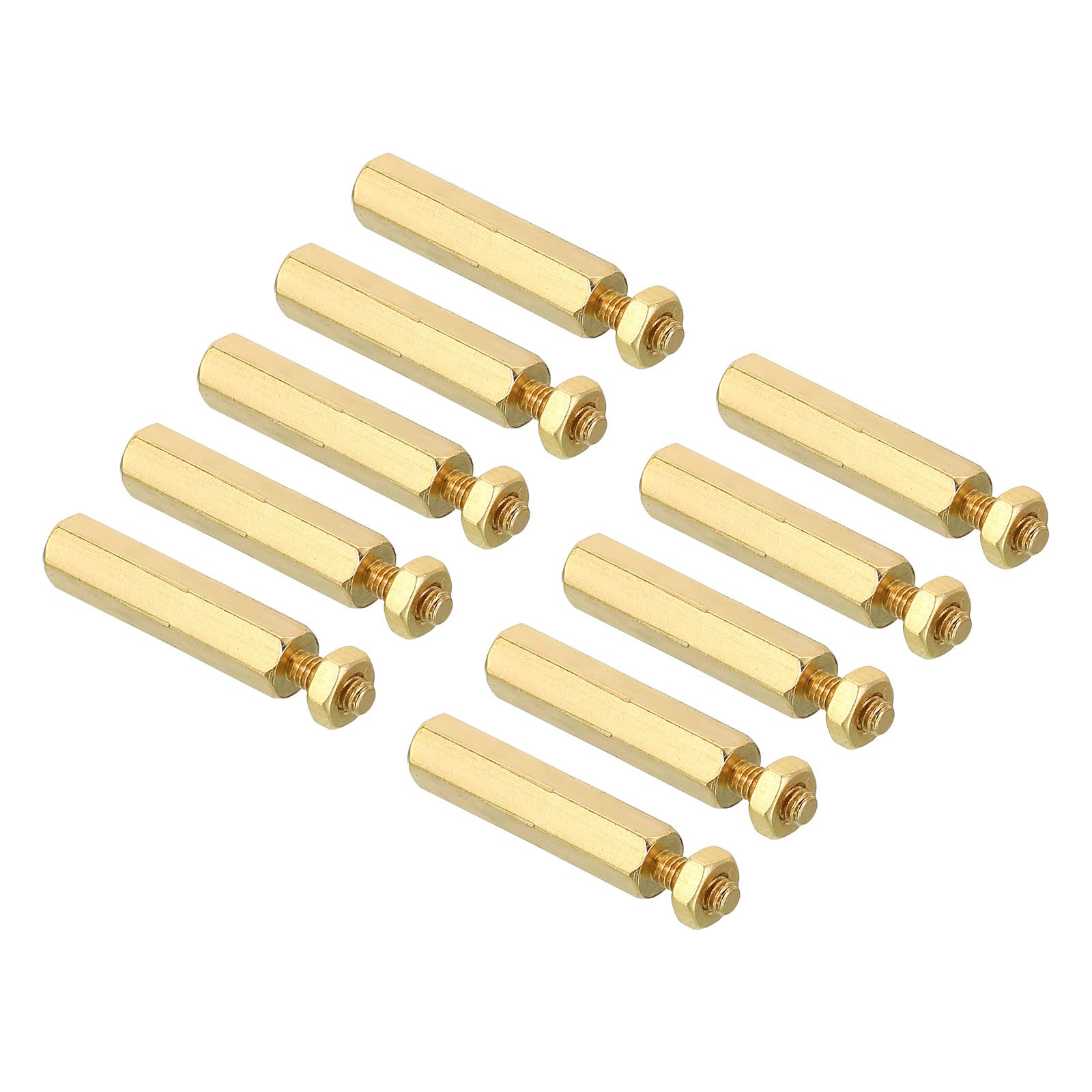 PATIKIL 20mm+6mm M2.5 Standoff Screws, 80 Pack Brass Hex PCB Standoffs Nuts for Motherboards, Computer Cases, Circuit Boards, Electronics, Gold Tone-image-2