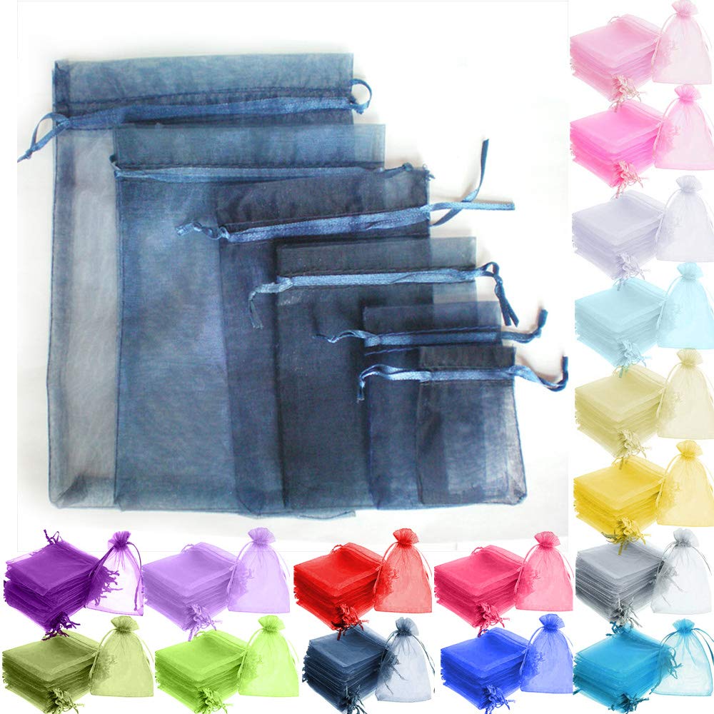 Time to Sparkle 200 Pcs Organza Gift Bags - Navy blue 7x9cm
