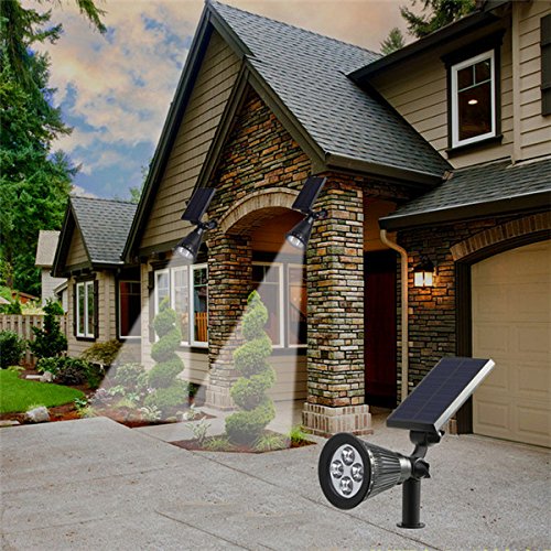 Falove Solar Lights, 2-In-1 Waterproof 4 Led Solar Spotlight Adjustable Wall Light Landscape Light Security Lighting Dark Sensing Auto On/Off For Patio Deck Yard Garden Driveway Pool Area(2 Pack) #TOP3