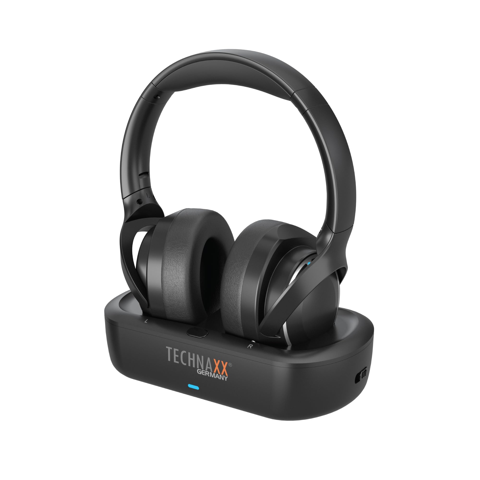 Technaxx TV Kopfhörer kabellos mit Ladestation – Funkkopfhörer für Fernseher mit Bluetooth 5.4, Mikrofon, 30h Akku, USB-C, optischer & AUX-Anschluss, Over-Ear Stereo Headset - TX-350
