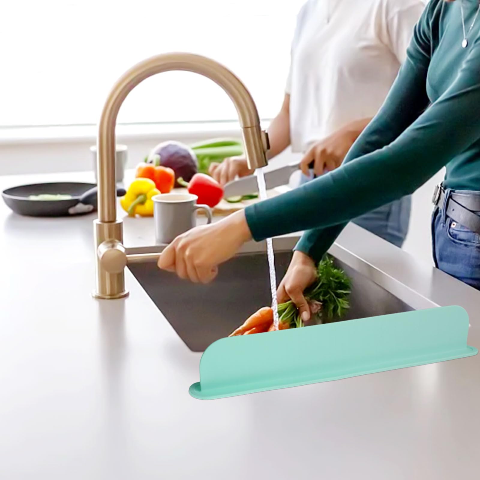 Paraspruzzi in silicone per lavello, paraspruzzi e piatti, per cucina, protezione per lavare i piatti, con paraspruzzi in silicone per la casa (grigio)