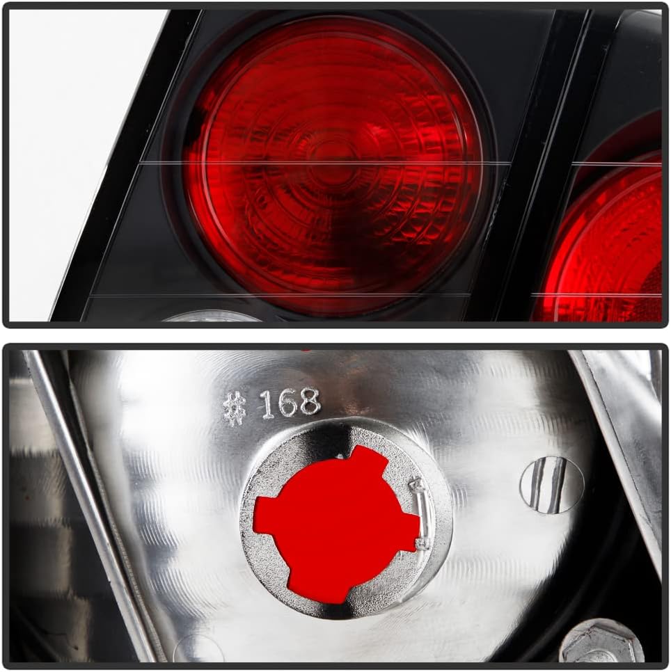 ACANII - For 2001-2005 Honda Civic 4-Door Sedan Black Tail Lights Brake Lamps Pair Replacement Driver & Passenger Side