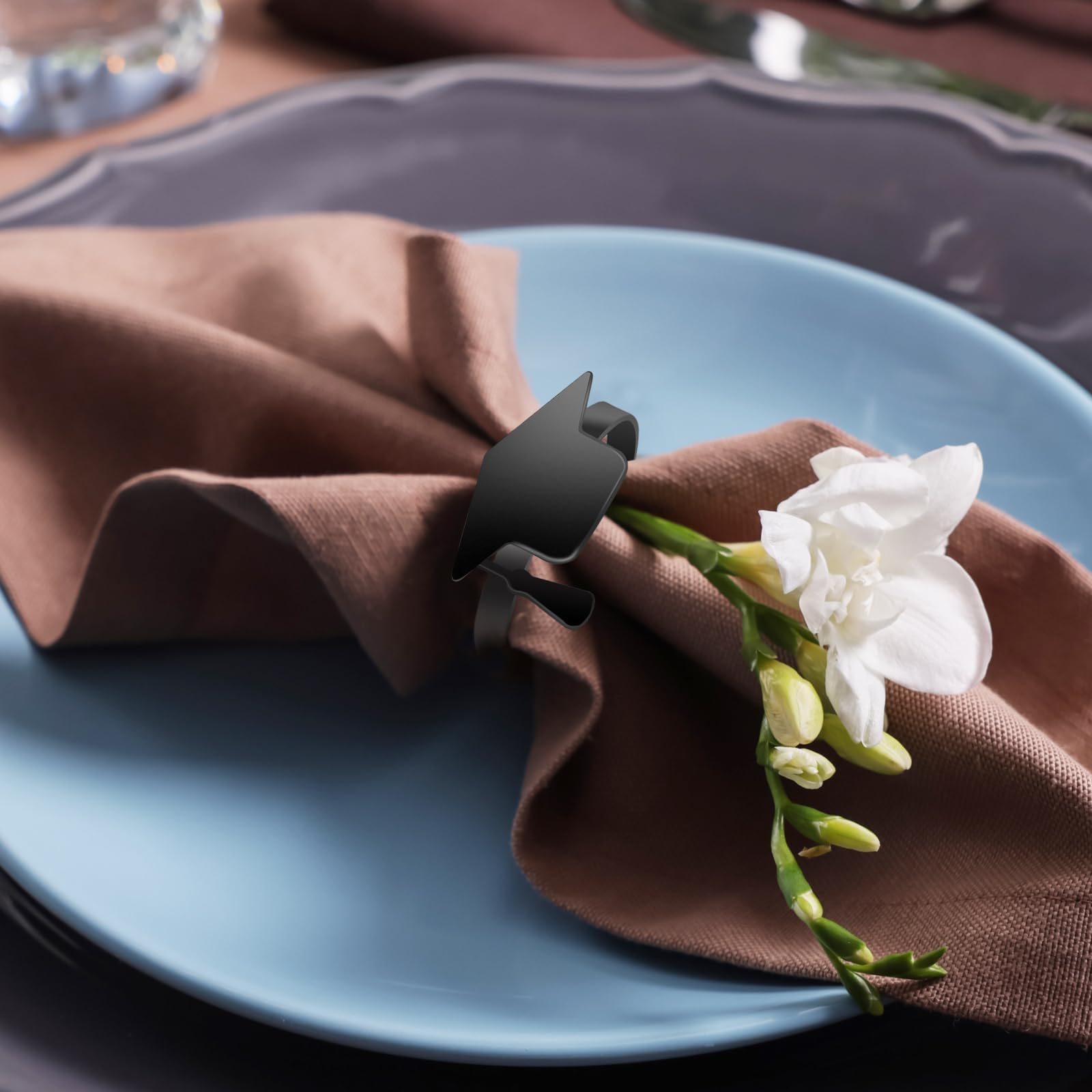 Photo 1 of 20 PCS Graduation Napkin Rings, 2026 Graduation Black Napkin Holders for Cloth Napkins Metal Napkin Holder Bulk for Graduation Party Supplies Graduation Table Decor