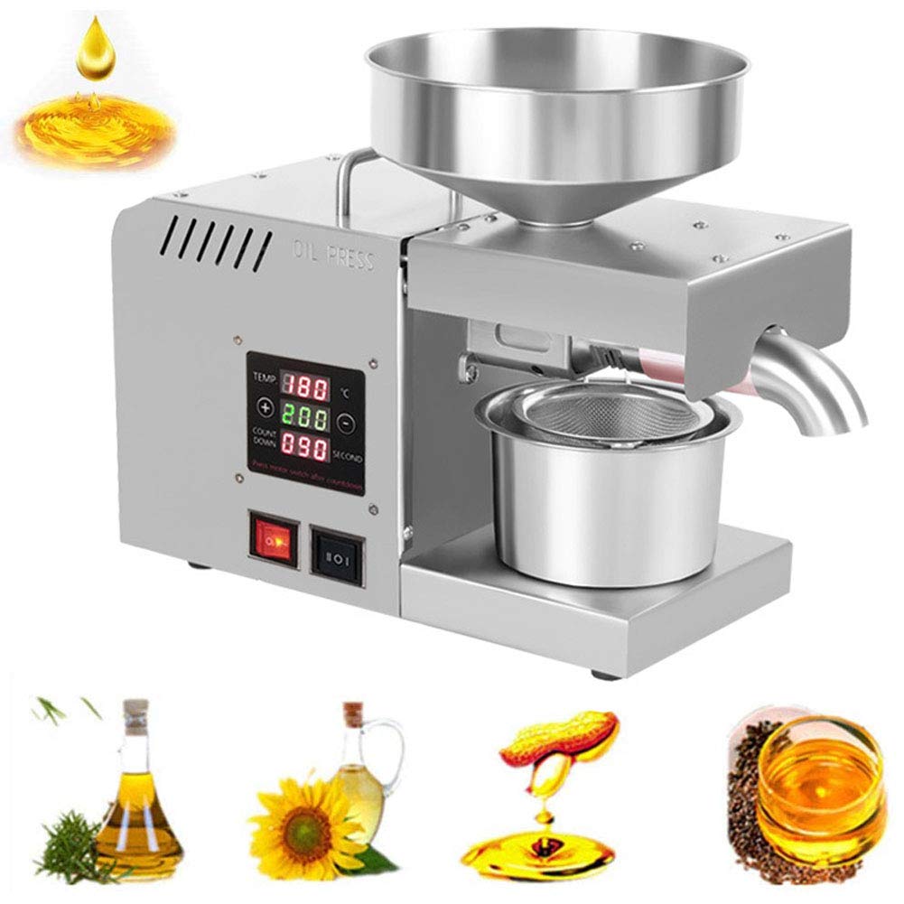 MYUYEE Automatic Hot/Cold Oil Press Machine Extractor Stainless Steel Oil Expeller With Lcd Display For Olive Beans Peanuts Sesame Sunflower Seeds Walnuts Household & Commercial,